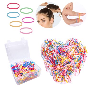 500PCS Multi colors Elastic Bands Thick Disposable Elastic Rubber Hair Ties for women, girls