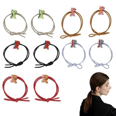 10 Pcs Elastic Hair Ties with Dinosaur Hair Bands Five Styles Bands Ponytail Holders for Women Girls Kids