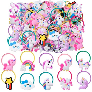 100PCS Unicorn Hair Ties for Women Girls, Elastic Unicorn Hair Ties Ponytail Holder Hair Unicorn Accessories (100pcs, Unicorn)