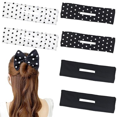 6 PACK Hair Accessories - Flexible Donut Makers, French Twist Hair Bun, Lazy Curler Clips, Hair Styling Twisters for Women (Polka Dot Style)