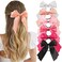 Yougeigy 6PCS Bow Hair Ties, Satin Hair Ribbon, Ribbon Hair Bows for Women Girls, Elastics Hair Scrunchies for Thick Thin Hair, Pink Bows Hair Accessories