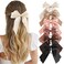 Yougeigy 6PCS Bow Hair Ties, Satin Hair Ribbon, Ribbon Hair Bows for Women Girls, Elastics Hair Scrunchies for Thick Thin Hair, Brown Hair Accessories