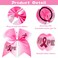 8 Pieces 7 Inch Breast Cancer Awareness Cheerleader Bow Pink Ribbon Hair Bow Ponytail Holder Elastic Glitter Hair Accessories Set for for Women