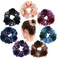 inSowni 7 Pieces Stretchy Mesh Rose Flower Hair Scrunchies Ponytail Holders Floral Hair Ties Bands Elastics Accessories for Women Girls
