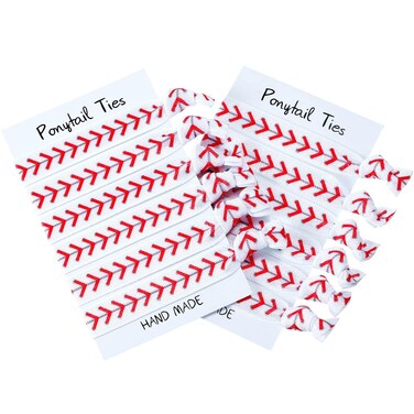 12 Pieces Baseball Hair Ties Girls Baseball Hair Accessories, No Crease Hair Elastics Set for Player and Teams (Baseball Hair Accessories)