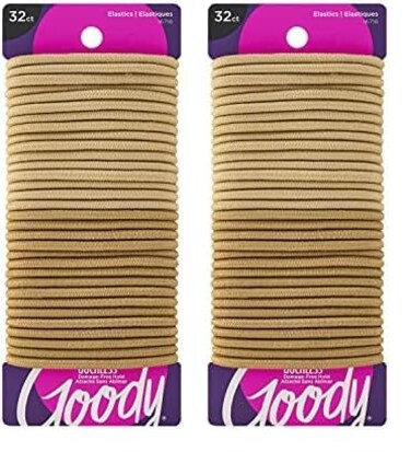 Goody Ouchless Elastic Hair Tie - 32 Count, Blonde - 4MM for Medium Hair - Slideproof Pain-Free Hair Accessories for Men, Women, Boys, and Girls - Perfect for Long Lasting Braids, Ponytails, and More