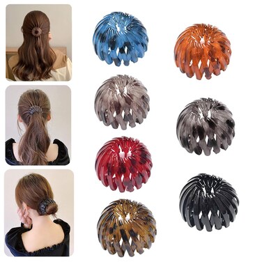 AUEAR, 7 Pack Birds Nest Magic Hair Clip, Hair Accessories for Women Ponytail Ties Bun Maker Scrunchies for Thick Thin Holders
