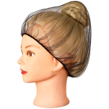 Nylon Hair Net Black 24inch, Sturdy Hair Nets Food Service, 100Pcs Disposable Hairnets for Women &amp; Men, Perfect for Sleeping &amp; Kitchen Food Service