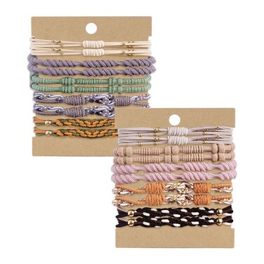 20PCS Boho Hair Ties Bracelets for Women Elastic Pony Tails Hair Tie for Thin and Thick Hair Cute Braided Bracelet Hair Ties No Damage Boho Hair Accessories for Women