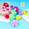 12pcs Flower Pom Poms Fluffy Ponytail Holders with Balls - Hair Accessories for Girls