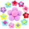 12pcs Flower Pom Poms Fluffy Ponytail Holders with Balls - Hair Accessories for Girls