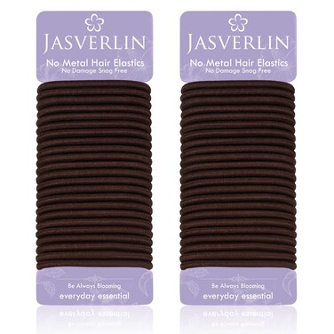 Brown Thick Large Hair Elastics Ties, Damage-free Ponytail Holder No Breakage Hair Ties Bands for Women&rsquo;s Curly Texture, Stretchy Styling Accessories 5mm 48 Pcs