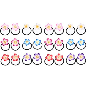 LALAFINA 24 pcs Hawaiian Flower Elastic Ponytail Holders - Soft Rubber Hair Ties for Women Girls