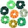 WILLBOND 8 Pieces Irish Green Scrunchies Hair Ties St Patrick's Day Hair Accessories Velvet Cotton Satin Chiffon Elastic Bands Ropes Ponytail Holders St Patrick Gifts for Girls or Women