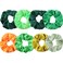 WILLBOND 8 Pieces Irish Green Scrunchies Hair Ties St Patrick's Day Hair Accessories Velvet Cotton Satin Chiffon Elastic Bands Ropes Ponytail Holders St Patrick Gifts for Girls or Women