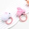 2PCS Easter Day Hair Scrunchies Stuffed Rabbit Hair Ties Elastic with Bunny Soft Elastic Hair Bands Pink Red Hair Ties Plush Rabbit Hair Thin Rope Ponytail Holders for Women Girls