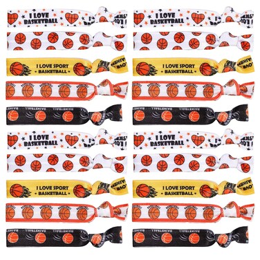 25 Pcs Balls Hair Ties,Baseball Hair Ties,Soccer Hair Accessories,Basketball Ribbon,Knotted Volleyball Headband, Bracelets Accessories for Girls,Women,Party,Sports Day (Basketball)