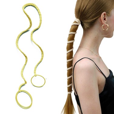 1 Pack 25" Yellow Hair Ties No Damage for Swimming, Elastic Hair Tie Tangle Free for Women Girls Strong Ponytail Holders for Long Thick Curly Hair Stretchy No Snag Hair Bands for Sports
