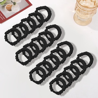 20 Pack Satin Silk Hair Scrunchies &amp; Ties - Black, Mini Slip-Free Scrunchies for Women's Thick, Curly Hair - No Damage, Gift for Girls