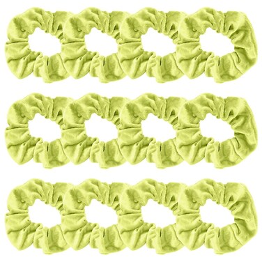 Light Green Scrunchies Velvet, Soft Hair Scrunchie Elastic Hair Bands, Solid Colors Thick Scrunchy Hair Ties, Hair Accessories for Women and Girls, 12 Pack
