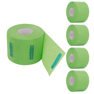 Barber Accessories - Disposable Stretchy Neck Strips for Haircutting and Styling, 5 Rolls (500 Strips, Green)