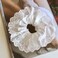 White Satin Scrunchies for Women, Lace Double Layer No Damage Hair Ties, Elastic Ponytail Holders for Thick, Curly Hair