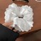 White Satin Scrunchies for Women, Lace Double Layer No Damage Hair Ties, Elastic Ponytail Holders for Thick, Curly Hair