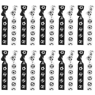 20 Pieces Soccer Hair Ties, Elastic Ponytail Holders Soccer Hair Accessories Soccer Scrunchies for Girls Women Soccer Team Gifts Party Favors for Team Members (Black, White)