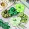 Whaline 10Pcs St. Patrick's Day Green Hair Ponytail Holders Hair Scrunchies Irish Holiday Elastic Hair Bands Gradient Green Satin Fabric Hair Ties for Women Girl Teen Hair Accessories Party Gift Favor