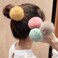 ECYC Pom Hair Ties, 2 Pcs Pom Pom Elastic Hair Ties Cute Pompom Hair Bands Fluffy Ponytail Holders for Women and Girls, White