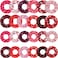 WILLBOND 24 Pieces Valentine's Day Hair Scrunchies Hearts Soft Elastic Bands Ponytail Holder Hair Tie for Women Girls Accessories, 12 Colors, 3.15 Inch, 3.94 Inch(Classic Pattern)