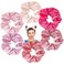 6 Pieces Satin Scrunchies for Women Girls - Elastic Ponytail Holders, Cute Big Hair Ties, No Hurt Hair Accessories (Pink Color, Medium)