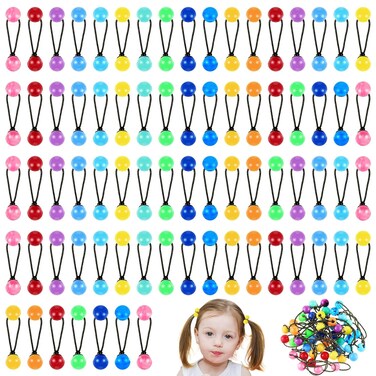 JenPen 60 Pieces Hair Ties Balls Ponytail Holders Colorful Twin Bead Ponytail Balls 80s 90s Elastic Hair Accessories for Baby Kid Children Girls Women (Multicolor,12mm)