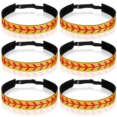 6 Pieces Elastic Baseball Headbands - No Slip, Adjustable Hair Accessories for Sports, Workout, and Teen Girls
