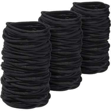 500 Pcs Hair Ties Bulk for Thick Non Metal Hair Elastics Rubber Bands Ponytail Holders for Women Men Straight Thick Curly(Black)