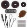 Hair Bun Shaper Set 3 Pcs Donut Hair Bun Maker, 4 Pcs Brown Bun Elastic Edge Mesh, 4 Pcs Ponytail Tool, 10 Pcs Hair Elastic Bands and 20 Pcs Bobby Pins for Women