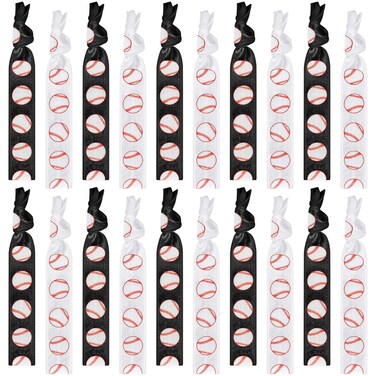 Hanaive 20 Pcs Softball Hair Ties Elastic Hair Bands Bracelets No Crease Ribbon Softball Accessories for Women(Baseball)