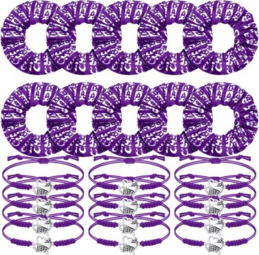 Hanaive 20 Pcs Cheerleader Bracelet Cheer Hair Scrunchies Charm Cheerleader Gifts Adjustable Sport Hair Ties for Cheer Team Cheerleading Birthday Party