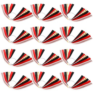 12 Pcs Hair Accessories Set: Softball Scrunchies, Ribbon Ponytail Streamers, Hair Ties and Elastics for Teen Girls and Softball Player Teams (Red)