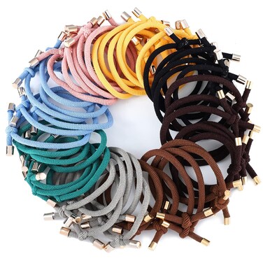 48 Pcs Girls Knotted Hair Ties: Adjustable Bow Ponytail Holders with Elastics for Women
