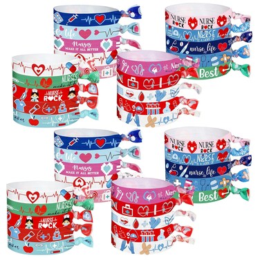 Marsui 100 Pieces Nurse Hair Ties in Bulk, 20 Styles Nurse Elastic Ribbon, No Crease Hair Bands for Nursing Practitioner Women Girls Teachers Festival Nurses Week Appreciation Gift