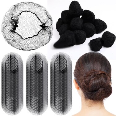 720 Pcs Mesh Hair Nets Bulk 24 Inches Black Elasticity Invisible Elastic Wig Nets Mesh Hairnets Hair Accessories for Women, Bun Making, Ballet, Kitchen Food Service