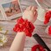 Taiyin 24 Pieces Shiny Metallic Scrunchie Solid Scrunchies Hair Ties Hair Elastics Accessories Elastic Band for Women Gym Dance Cheerleading Softball Volleyball Baseball Team(Red)