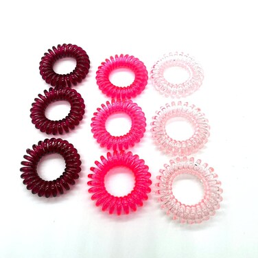 Coil Hair Ties Hair Brand for Women Hair Accessories Children Cute Hair Ties 9 Pcs (PINK)