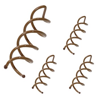 Mini Skater 1.96 Inch Brown Spiral Hair Pins Spin Pins Non-Scratch Round Tips Twist Screw Hair Pins for Women Buns DIY Stylish Updos, Premium 4Pack