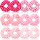 Aprince 12 Pieces Pink Satin Scrunchies for Girls Women Hair Ties Ponytail Holder Hair Scrunchies Cute Hair Accessories for Party Valentine's Day