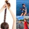 Spiral Hair Tie Sprots Ponytail Holders, Elastic Braided Hair Ties No Damage, Pony Tail Wrap for Long Hair for Gym, Swimming, Diving 25" Brown