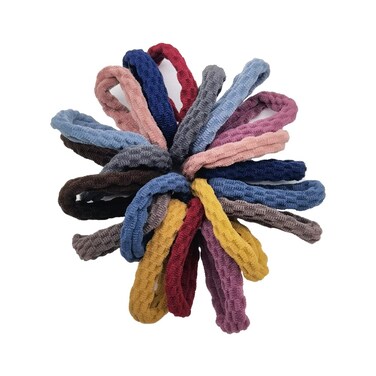 Design of Rectangular Pattern Hair Ties with Seamless High Elastic Thickening in Ponytail Holders (Multiple Colors with 20 Pcs Packing)