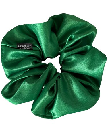 Jumbo Oversized XL Satin Scrunchies for Women Girls, Frizz Prevention, Sleep Hair Holder, Large Elastic Ties Band for Ponytail Bun, Satin Hair Ties for Breakage Prevention (Green)
