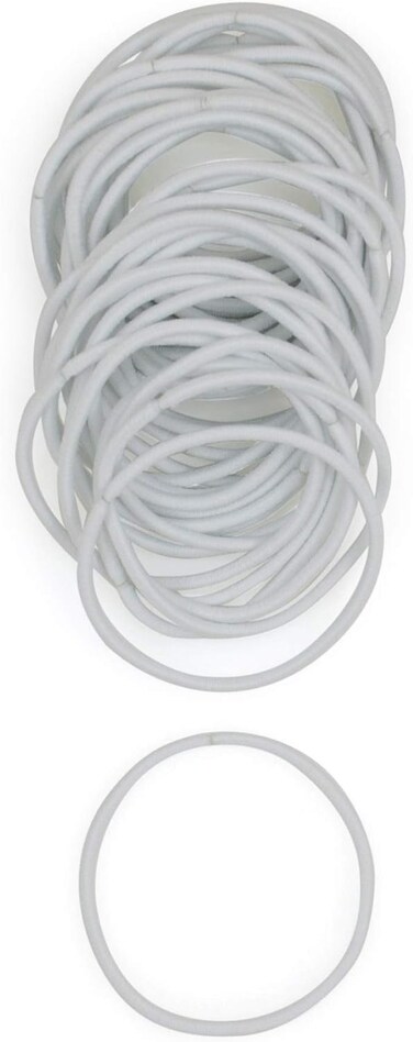 Heliums Thin Hair Elastics - White - 2mm Ties for Thin Hair, 1.75 Inch, Medium Hold No Damage Ponytail Holders - 40 Count